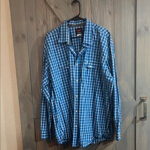 Wrangler Blue Plaid Casual Shirt
